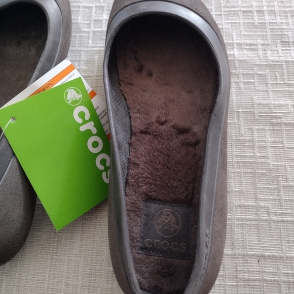 Crocs Womens Mammoth Ballet Flat Shoes Brown Faux Fur Lined Round Toe Slipons 8 - Picture 4 of 7